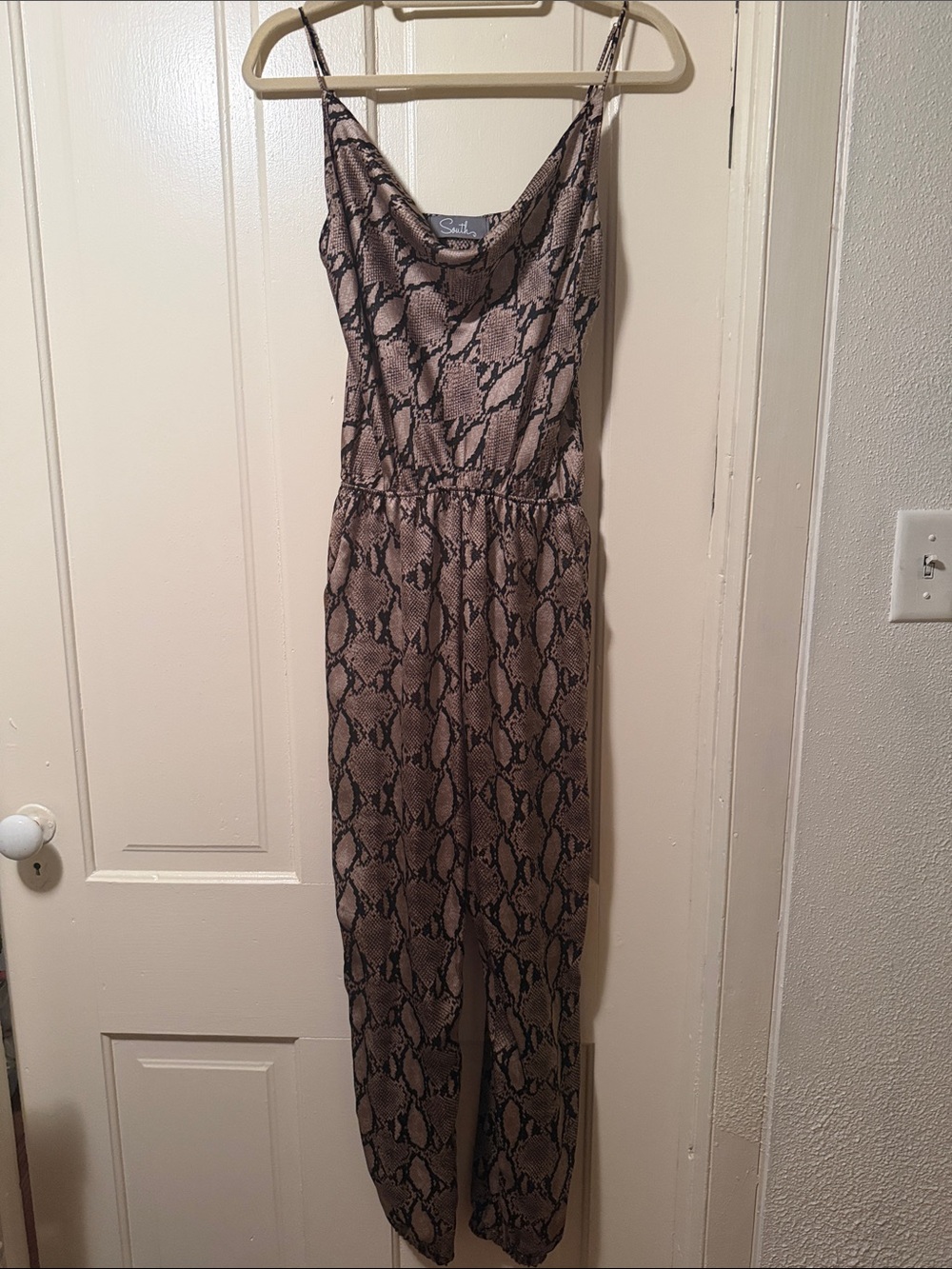 Chelsea & Violet Snake Print Jumpsuit in Taupe
